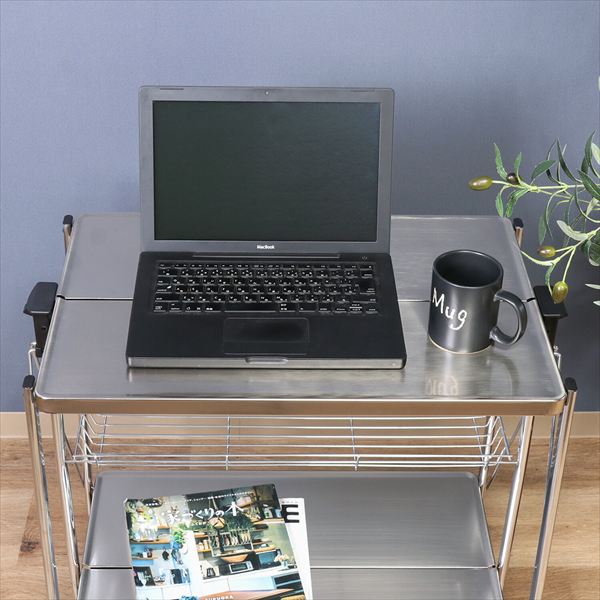 ＼本日300円クーポン配布/ スタイリッシュフォールディングワゴン 収納家具 キッチン収納 キッチンワゴン45058 完成品 キッチン 便利 キッチンワゴン ダイニング 作業場 デスク横 寝室 ワゴン マルチワゴン [3]