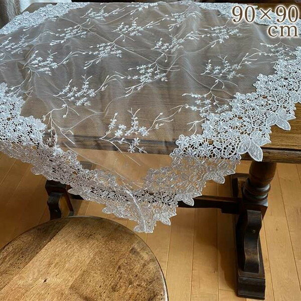 ＼本日300円クーポン配布／ フローズンホワイトフラワー テーブルクロス 90×90cm 配膳用品 キッチンフ..