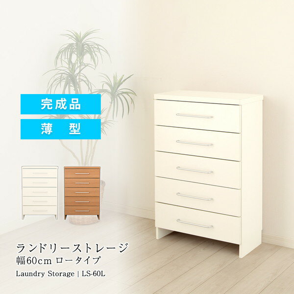 収納家具 ランドリー サニタリーチェスト ランドリーストレージ 幅60cm ロータイプLS-60L ランドリー 収納 完成品 薄型 チェスト ランドリーチェスト 洗面所 衣類収納 省スペース 可動棚 たっぷり収納