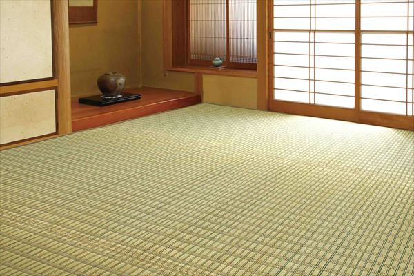 ＼本日300円クーポン配布/ 掛川織 花ござ「絣」6畳 261×348cm カーペット マット 畳 カーペット ラグHRM670243 HRM690593 日本製 夏 涼しげ 和室 リビング ござ 敷物 高級感 接客 来客 おもてなし 日常 和室 国産 い草 [3]