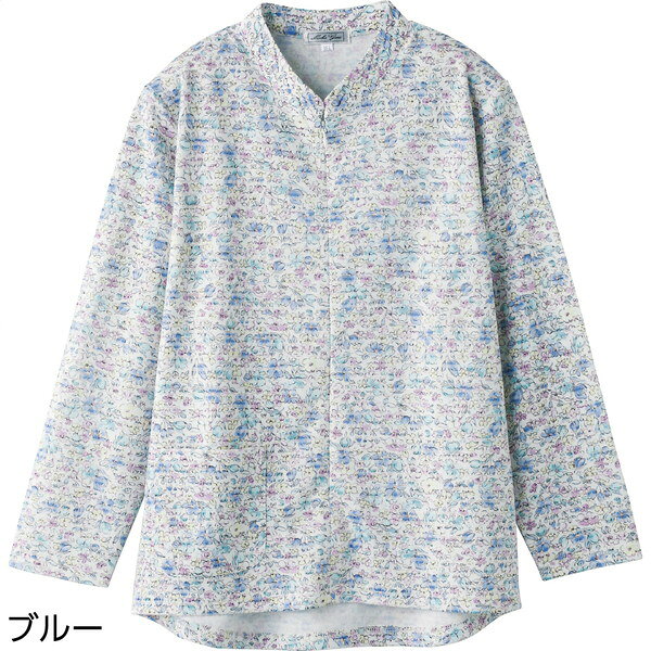 トップス Tシャツ カットソー ロングファスナーTシャツ 小花柄(婦人) S-LL 婦人 介護 シニア 施設 デイサービス 高齢者 介護用 おしゃれ 長袖 トップス ロングファスナー 着心地 着せ替えやすい komikomi-10067500 家具 生活雑貨の くつろぎライフ サンプル画像2