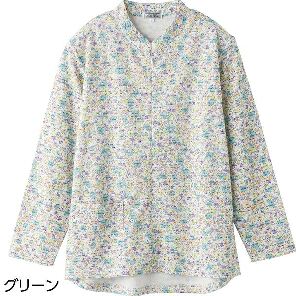 トップス Tシャツ カットソー ロングファスナーTシャツ 小花柄(婦人) S-LL 婦人 介護 シニア 施設 デイサービス 高齢者 介護用 おしゃれ 長袖 トップス ロングファスナー 着心地 着せ替えやすい komikomi-10067500 家具 生活雑貨の くつろぎライフ サンプル画像3