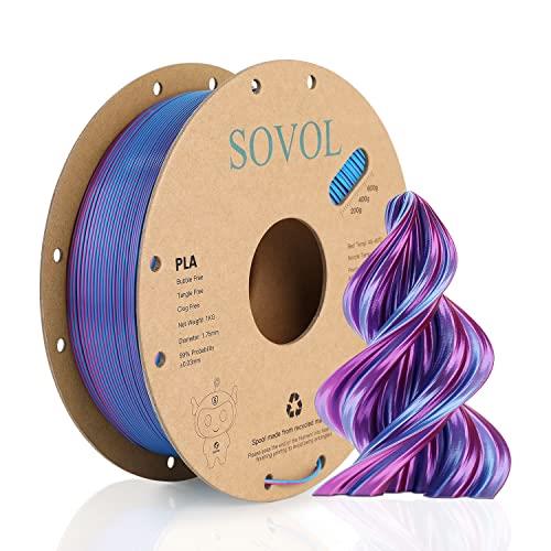 Sovol 3Dプリンター フィラメント PLA 2色シルクフィラメント マルチカラー 1.75mm径 高密度 高強度 分..