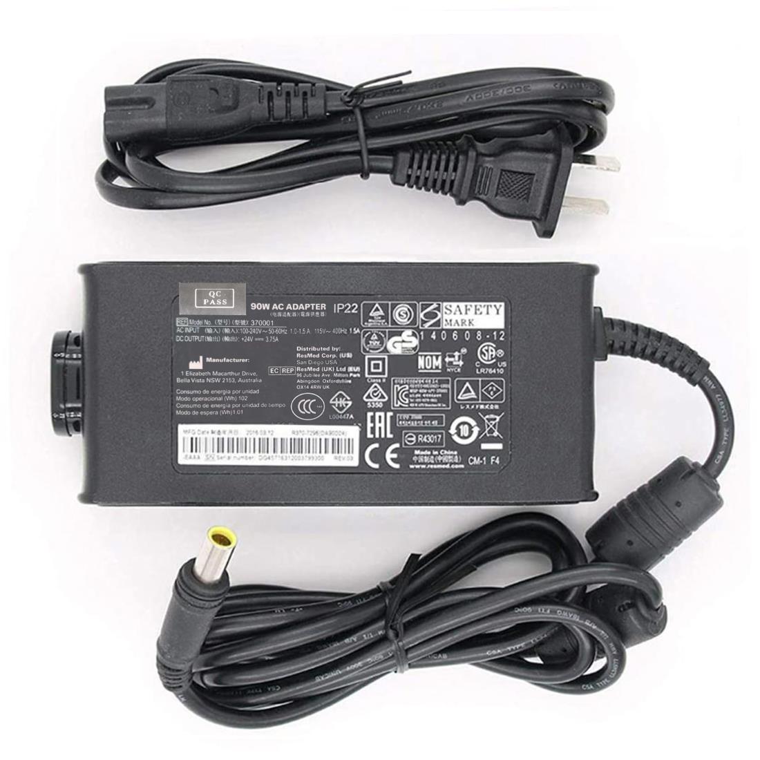 370001 370006 370002 370028 90W 24V 3.75A AC Adapter For Resmed S10 Air Sense S10 IP22 37030 Air 10 DA-90F24 DA90A24 R370-7232 Airsense 10 AirCurve 10 Series CPAP and BiPAP Machines