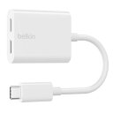 Belkin 2 in 1 USB-Cデュアルアダプター オーディオ 充電対応 USB-C PD60W急速充電対応 Android スマートフォン Galaxy/Xperia/Pixel/AQUOS/iPad Pro/iPad Air/iPhone 15 対応 ホワイト F7U081btWH