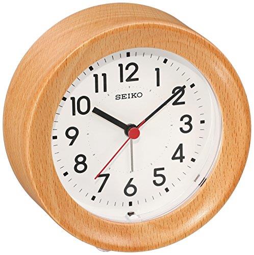 セイコークロック(Seiko Clock) 置き時計 目覚まし時計 掛け時計 アナログ 木枠 天然色木地塗装 本体サイズ:11×11×4.8cm KR899A
