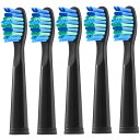 teeteck 電動歯ブラシの替えブラシ,ブラシヘッドは 互換性シーゴ/フェアリーウィルFairywill FW-507/508/551/515/917/959/2011,FW-D1/D3/D7/D8に適しています5個セット ブラック（ミディアム ソフト毛）