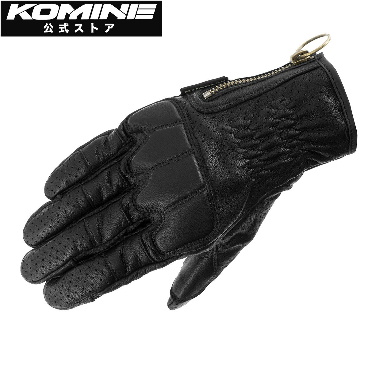 乐天商城 - 【公式】コミネ KOMINE GK-2553 プロテクトレザーグローブ バイク バイク用 バイクグローブ レザーグローブ 本革 革 本革 革グローブ 革手袋 レトロ パンチングレザー