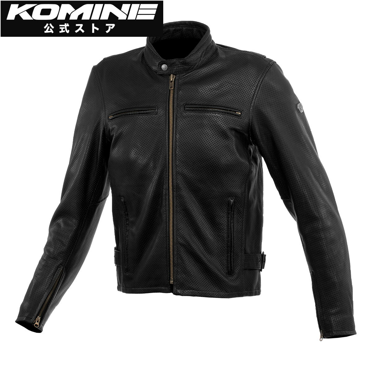 乐天商城 - 【公式】コミネ KOMINE LJ-5383 ベンティッドシングルライダースレザージャケット バイク バイク用 バイクウェア バイクジャケット レザージャケット レザー 本革 革 革ジャン プロテクター付属 パンチングレザー 通気性 春 夏