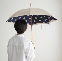 傘日傘晴雨兼用レディース小宮商店ブランド「かわず張りドット」両面コットンリネンシンプルナチュラル50cm8本骨おしゃれかわいい修理ギフトネイビーイエローホワイトグレーデザイン