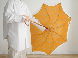 傘日傘晴雨兼用レディース小宮商店ブランド「かわず張りドット」両面コットンリネンシンプルナチュラル50cm8本骨おしゃれかわいい修理ギフトネイビーイエローホワイトグレーデザイン