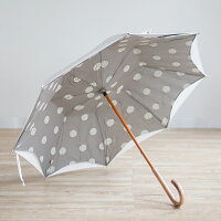 傘日傘晴雨兼用レディース小宮商店ブランド「かわず張りドット」両面コットンリネンシンプルナチュラル50cm8本骨おしゃれかわいい修理ギフトネイビーイエローホワイトグレーデザイン