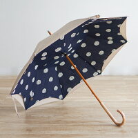 傘日傘晴雨兼用レディース小宮商店ブランド「かわず張りドット」両面コットンリネンシンプルナチュラル50cm8本骨おしゃれかわいい修理ギフトネイビーイエローホワイトグレーデザイン