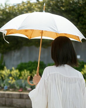 傘 日傘 晴雨兼用 レディース 小宮商店 ブランド「かわず張り 刺繍ドット」両面 コットン リネン シンプル ナチュラル 50cm 8本骨 おしゃれ かわいい 修理 ギフト ネイビー イエロー ホワイト グレー デザイン uv uvカット