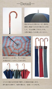 傘レディース雨傘雨雨晴兼用「甲州織裏チェック」日本製長傘<60cm8本骨>