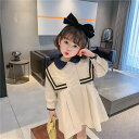 新品 ワンピース 女の子 幼児 長袖 春秋 韓国子供服 ベビー 赤ちゃん キッズ お姫様ドレス セーラー風 学院風 新生児 出産祝い プレゼント 入学 入園式 おしゃれ 可愛い 普段着 人気 ネイビー ホワイト 90 100 110 120 130 140