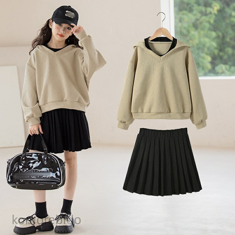 【送料無料】キッズ セットアップ 秋冬 女の子 スカートセットアップ パーカー ス...
