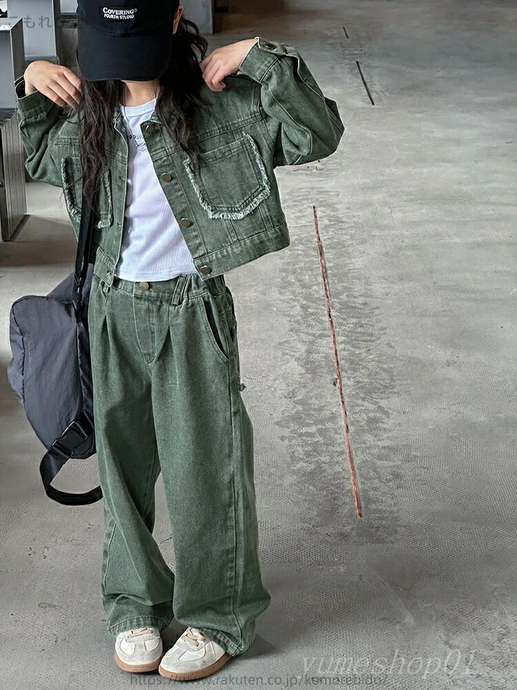 【送料無料】ガールズスーツ秋服2023新作洋菓子フィギュア?国版春秋子供用デニムジャケ2点セットイット