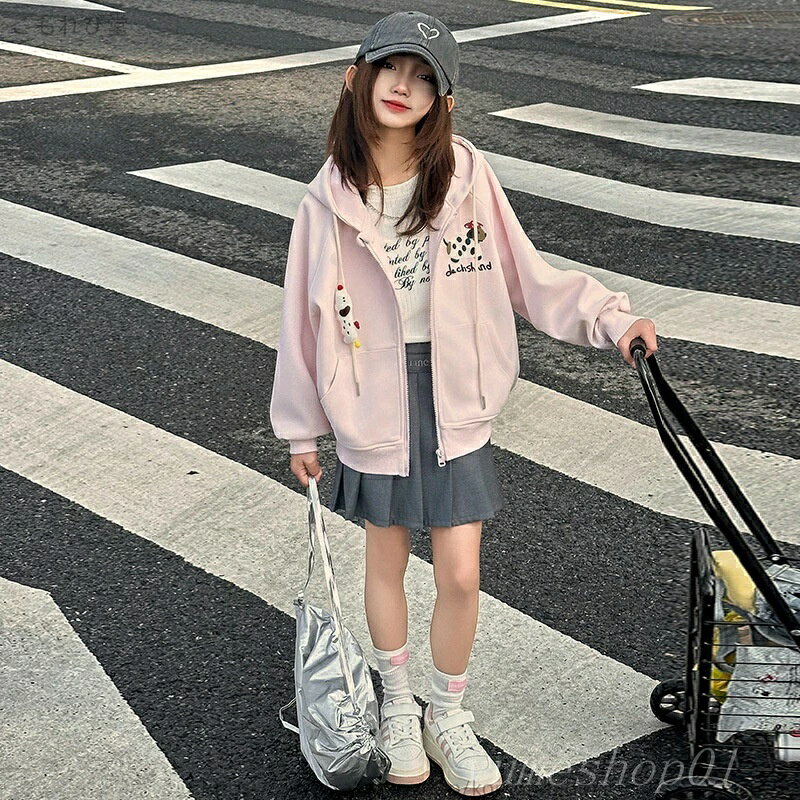 【送料無料】女の子コート2025新型?国版春秋レジャーズポッツ?ファー付カカデガーンの大童野球服ブーーム