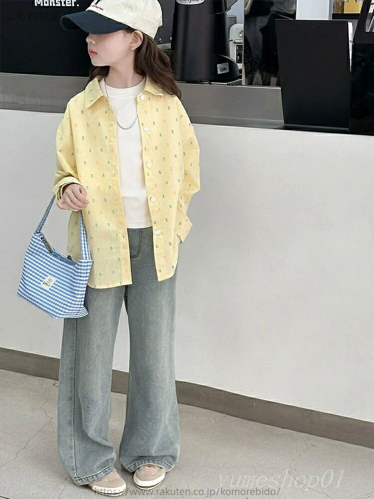 【送料無料】ガールズシャツ春秋モガール2025新型洋風プランク春服トレンド長袖百合シャツ春上着ブーム