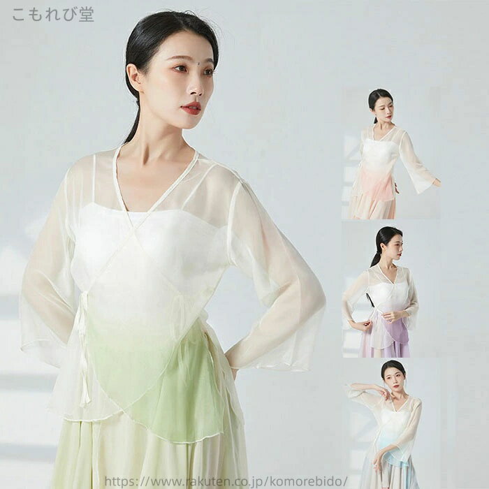 【送料無料】ダンス衣装 トップス シースルー 長袖 ふんわり 美シルエット おしゃれ グラデーション ダンストップス レディース 大人 ..