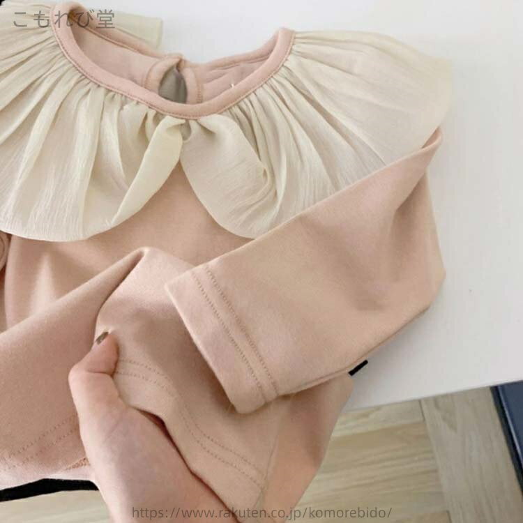 【送料無料】カットソー tシャツ ロンt トップス 長袖 キッズ服 子供服 子供 ベビー 無地 フリル襟 丸襟 Tシャツ 襟付き 女の子 キッズ