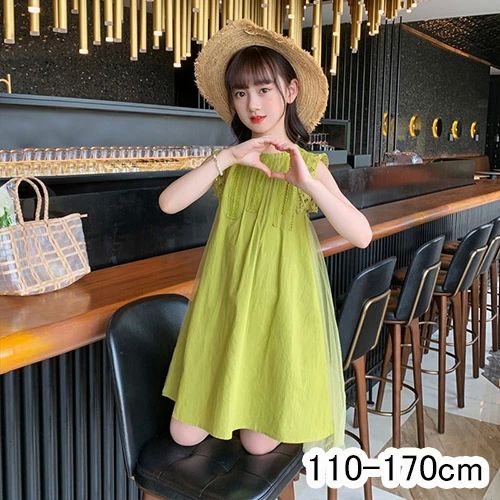 商品内容：ワンピース素材：ポリエステル カラー：写真通り ★サイズ：【110】着丈58cm バスト68cm お勧め身長100-110cm【120】着丈62cm バスト72cm お勧め身長110-120cm【130】着丈66cm バスト76cm お勧め身長120-130cm【140】着丈70cm バスト80cm お勧め身長130-140cm【150】着丈74cm バスト84cm お勧め身長140-150cm【160】着丈78cm バスト88cm お勧め身長150-160cm【170】着丈82cm バスト92cm お勧め身長160-170cm【注意事項】※サイズ表記は目安です。誤差はご了承ください。※モニターの発色具合によって実際の物と異なる場合がございます。 子供 ワンピース 女の子 キッズ ノースリーブ 子供服 春 夏 カジュアル ナチュラル フォーマル 子ども 可愛い ジュニア ガールズ ピアノ 発表会 入学式 入園式 旅行