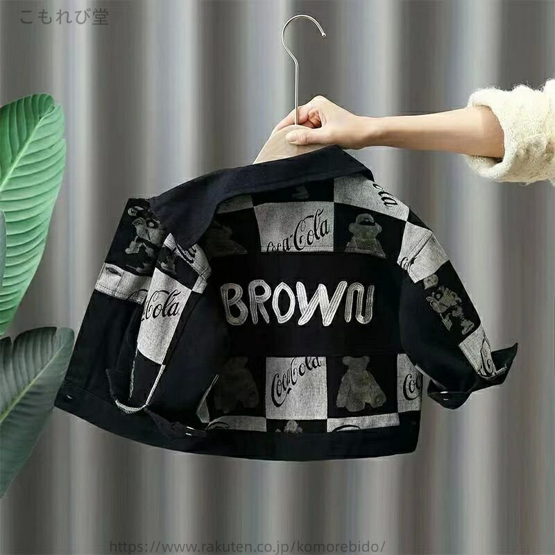 【送料無料】薄手 英文字 長袖 可愛い ゆったり 春秋 男の子 カジュアル ショットコート デニムコート ..