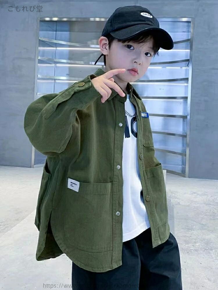 【送料無料】プチプラ おでかけ 通学 通園 冬 秋 春 男の子 子供服 子ども キッズ デニム 羽織り 無地 トップス アウター シャツ