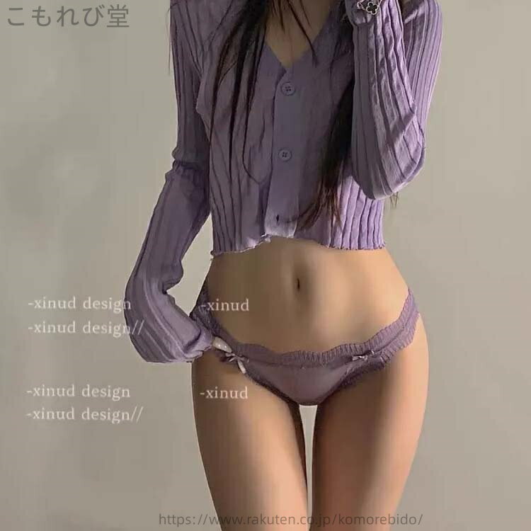 【送料無料】通気性と伸縮性 ヒップアップ 薄手 柔らかい レース シースルー 透け感 リボン 超可愛い ローライズ ショーツ レディース