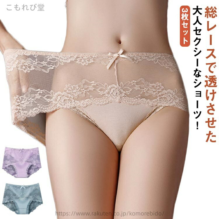 【送料無料】シースルーレース セクシー パンツ インナー レースショーツ レディース 3枚セット ショーツ セクシー パンティ スタンダード