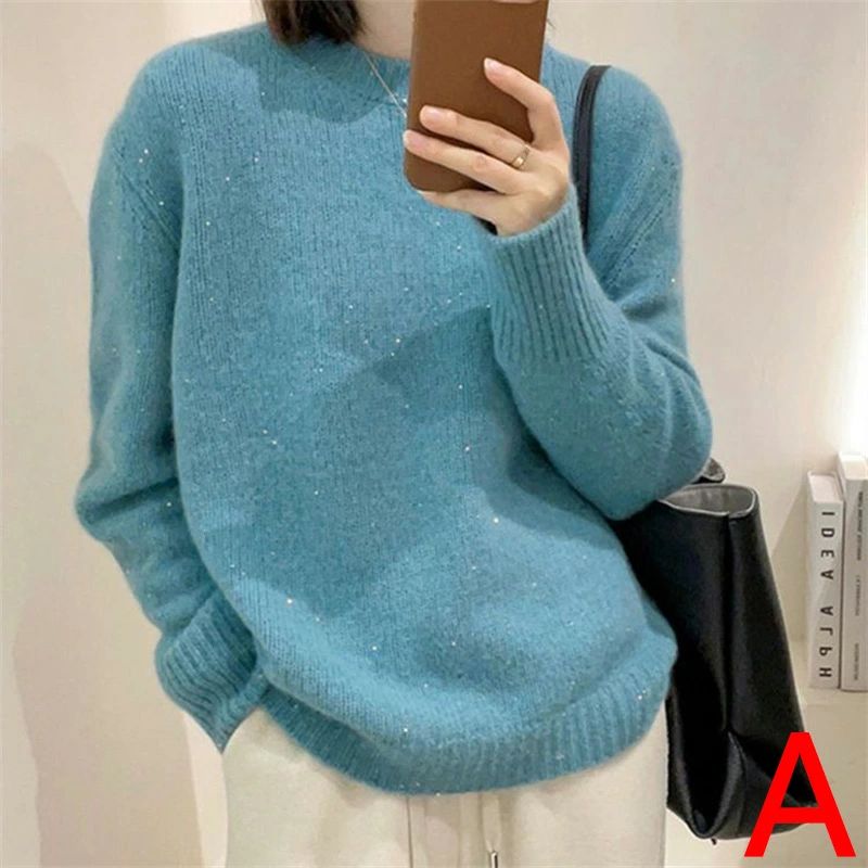 Three-Quarter Knit - 【送料無料】シンプル 秋服 冬服 きれいめ ボトムシャツ ゆったり ワンサイズ 長袖 秋冬 ニット セーター トップス