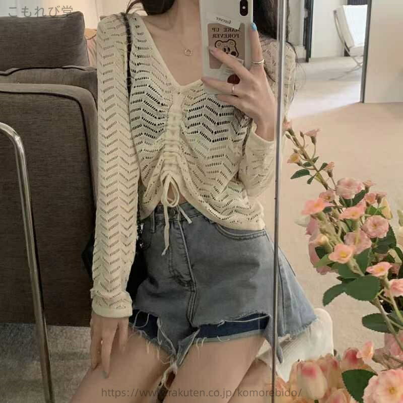 【送料無料】長袖 おしゃれ ゆったり 夏 薄手 ブラウス サマーニット サマーカーディガン レディース カーディガン