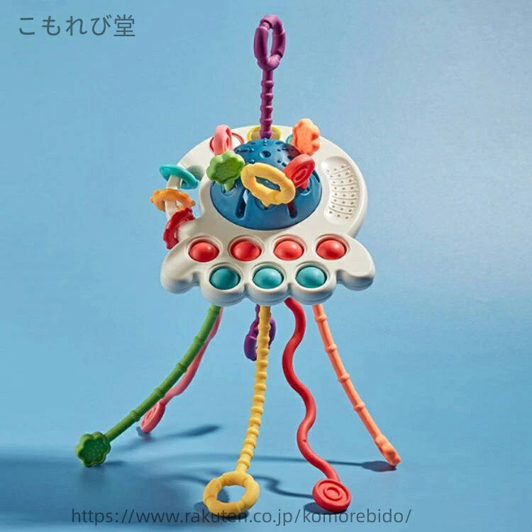 【送料無料】赤ちゃん 紐 おもちゃ がらがら ラトル たこおもちゃ 知育玩具 指先遊...