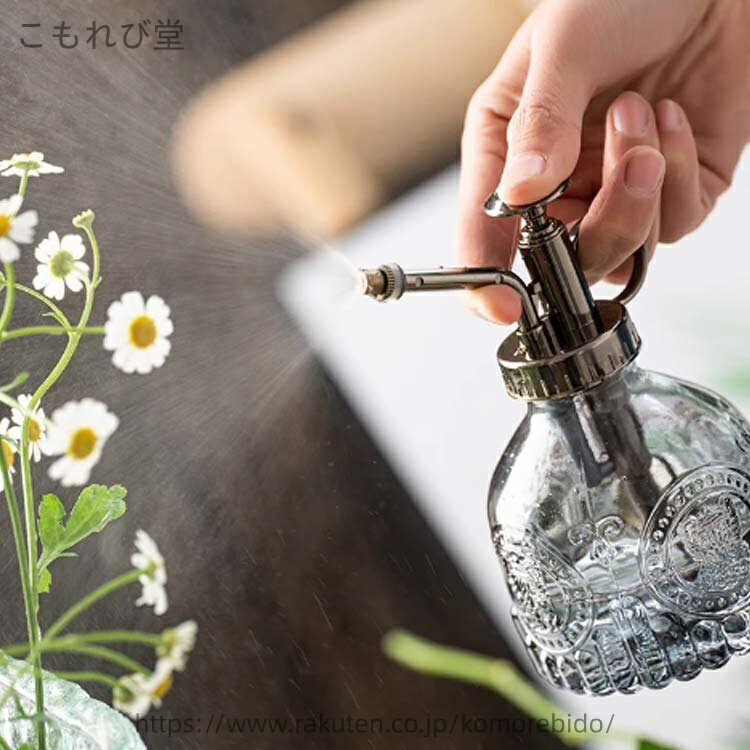 【送料無料】レトロ感 霧吹き ガラス 水やりボトル 園芸用噴霧器 霧吹き スプレー...
