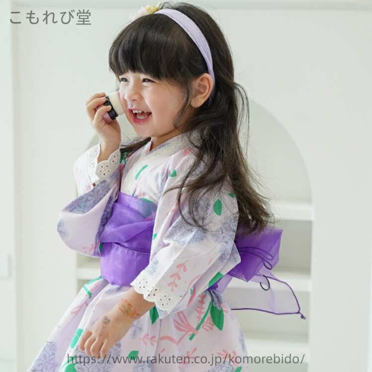 【送料無料】帯セット 女の子 浴衣 子供服 ベビー 和装 和装 赤ちゃん 2点セット ...