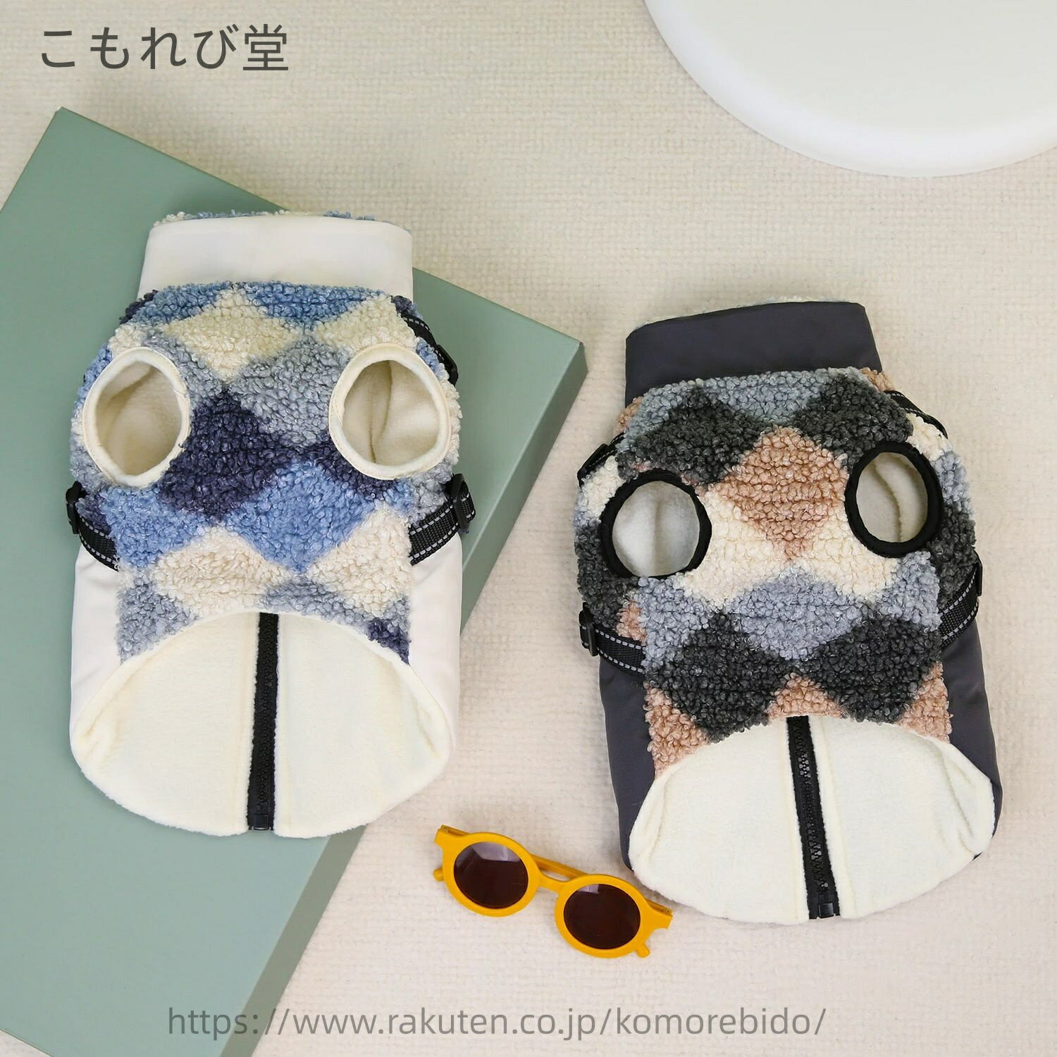 【送料無料】アウター 反射材付き ジャケット Dカン付き ハーネス付き 背開き 防寒 フリース裏地 ボア 大型犬 中型犬 秋冬 コート