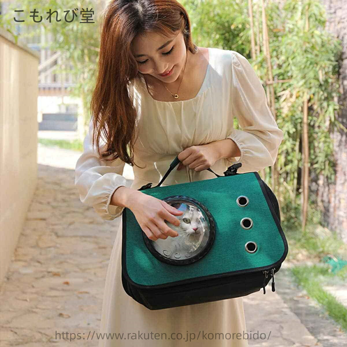 【送料無料】折りたたみ 40*23*25 リュック 猫用 小型犬 グリーン 2way ペットショ...