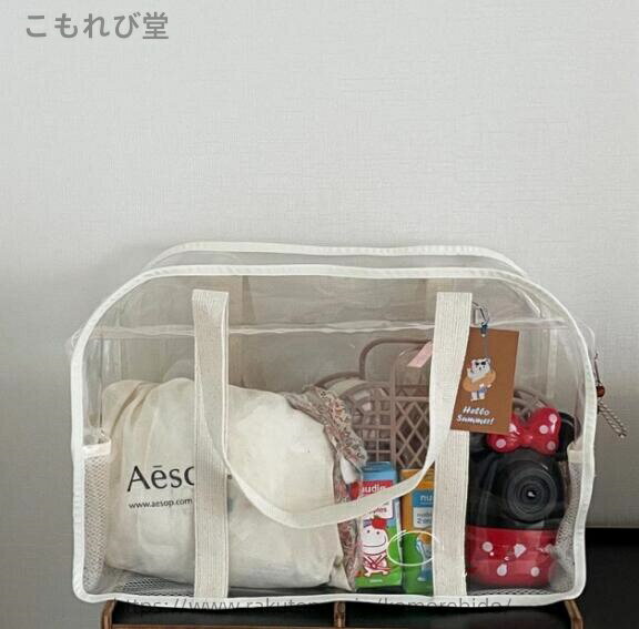 【送料無料】クリア　透明　プール　海　水泳　バッグ　鞄 　大容量　ジップ付き　ファスナー付き　ビ..