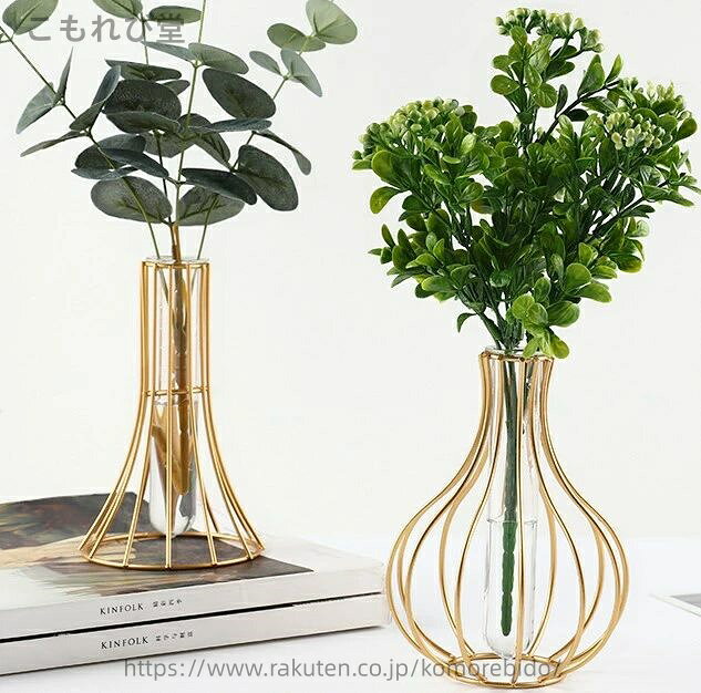 【送料無料】フレーム　花瓶　2デザイン　一輪挿し　透明　クリア　ガラス　おしゃれ　可愛い　カフェ　インテリア　玄関用　北欧　小さい　雑貨　ゴールド　金