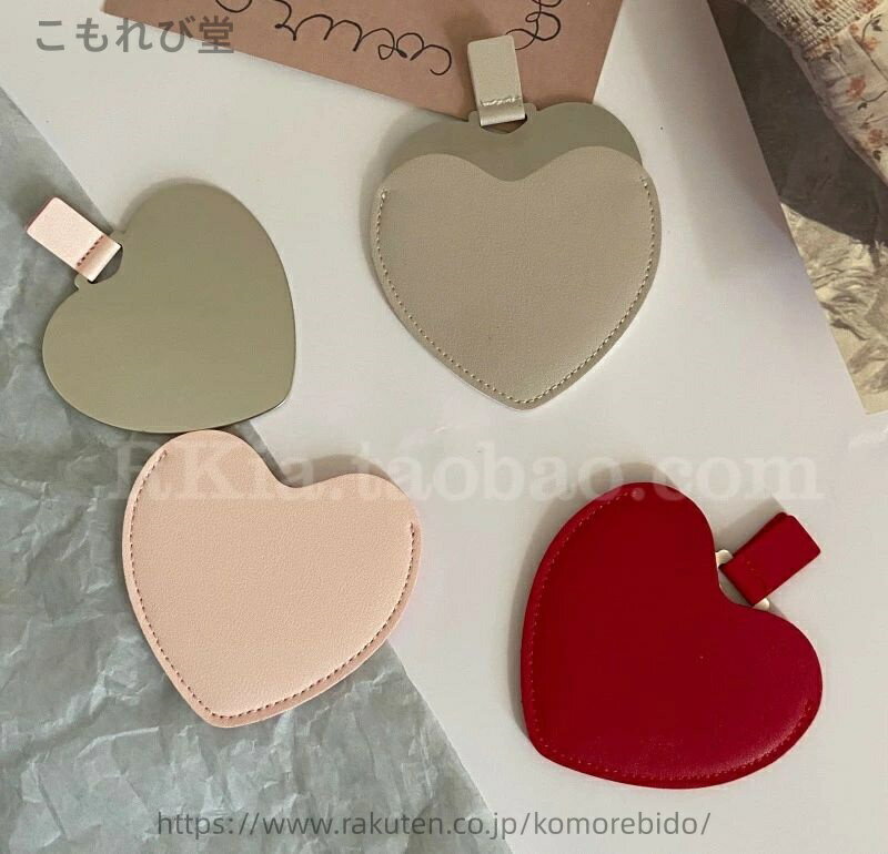 【送料無料】ハート　コンパクトミラー　3色　手鏡　ミラー　鏡　持ち運び　レトロ　小さい　軽い　コンパクト　可愛い　おしゃれ　韓国　雑貨　ハンドミラー　携