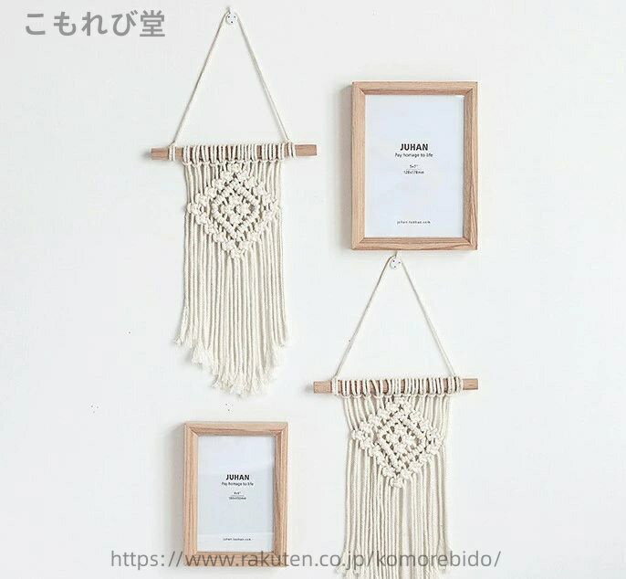 【送料無料】壁掛け　インテリア　3デザイン　タペストリー　ノルディック　ボヘミアン　ホワイト　コットン　布　ロープ　木　木材　ウッド　北欧　韓国　おしゃ