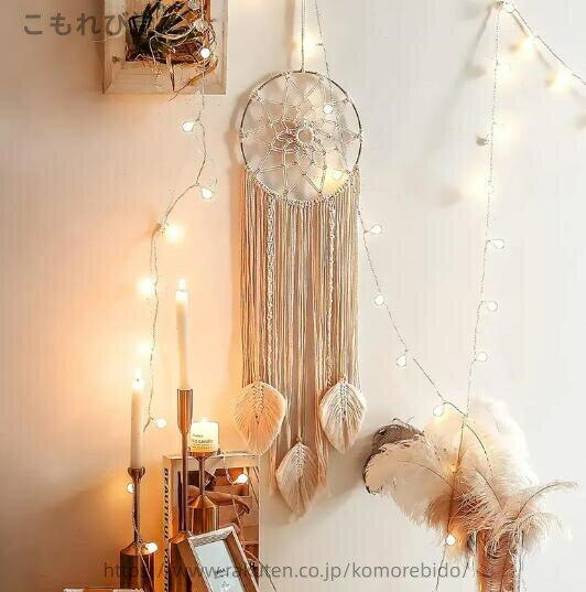 【送料無料】壁掛け　インテリア　デザイン　タペストリー　ノルディック　ボヘミアン　ホワイト　コットン　布　ロープ　木　木材　ウッド　北欧　韓国　おしゃれ