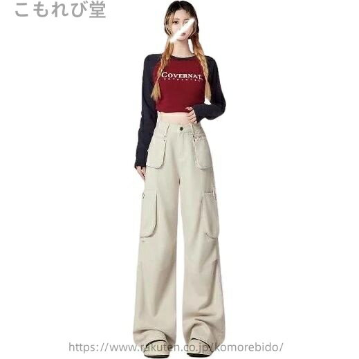 【送料無料】カーゴパンツ デニム ズボン ボトムス パンツ ジーンズ ジーパン ストレート ロング シンプル ワイド 太い 太め ダンス 衣装 ヒップホ