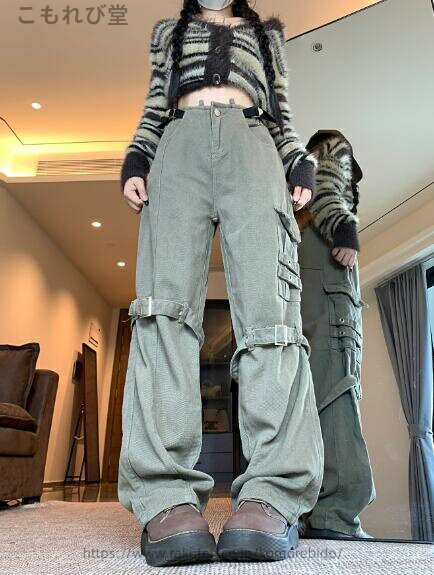 【送料無料】ベルト デニム ズボン ボトムス パンツ ジーンズ ジーパン ストレート ロング シンプル ダンス 衣装 ヒップホップ HIPHOP レディース