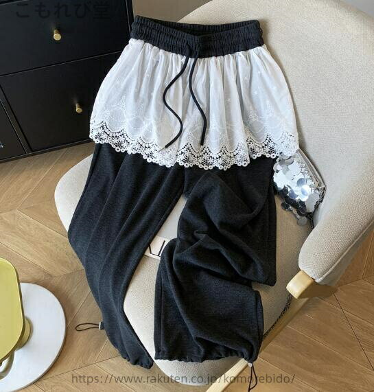 樂天商城 - 【送料無料】レース スウェットパンツ ズボン ジャージ ロングパンツ ストレッチ カジュアルパンツ 大きいサイズ 無地 運動会 ヨガーパンツ　運動着　部屋着