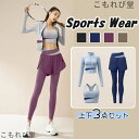 【送料無料】大きいサイズ 3点セット ヨガ トップス レディース 長袖 スポーツウェア ランニング スポーツ セットアップ ウエア ヨガブラ