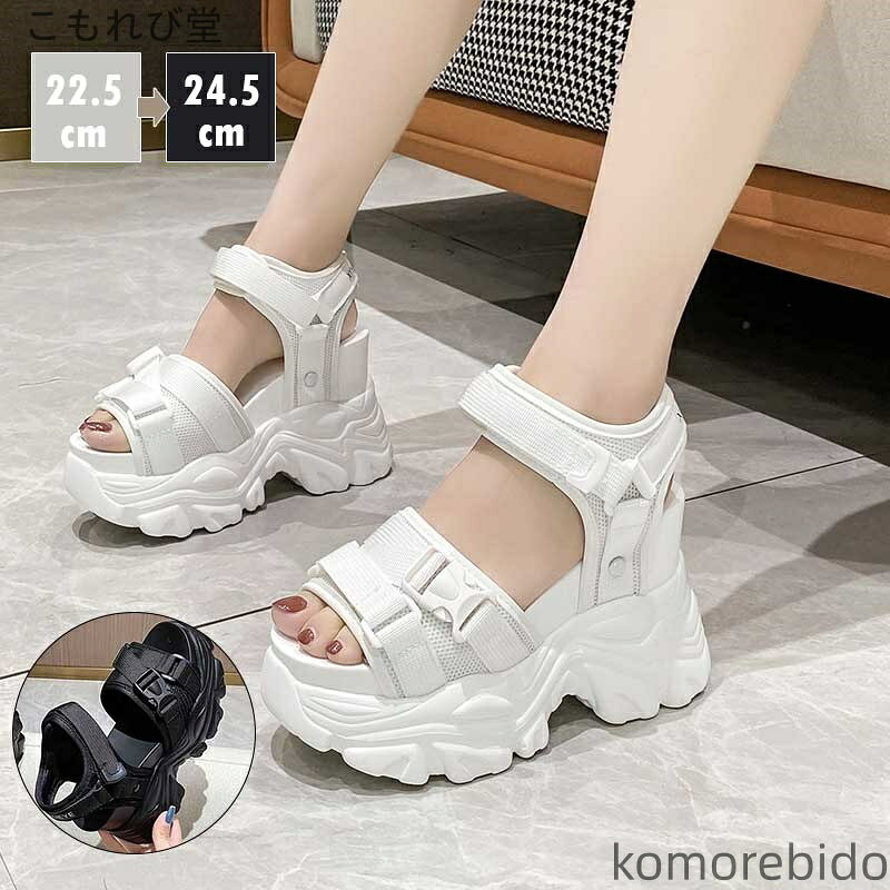 【送料無料】スリッパ レディース サンダル 厚底 インヒールス サンダル 9cmヒール 光沢感 夏 ベルクロ..