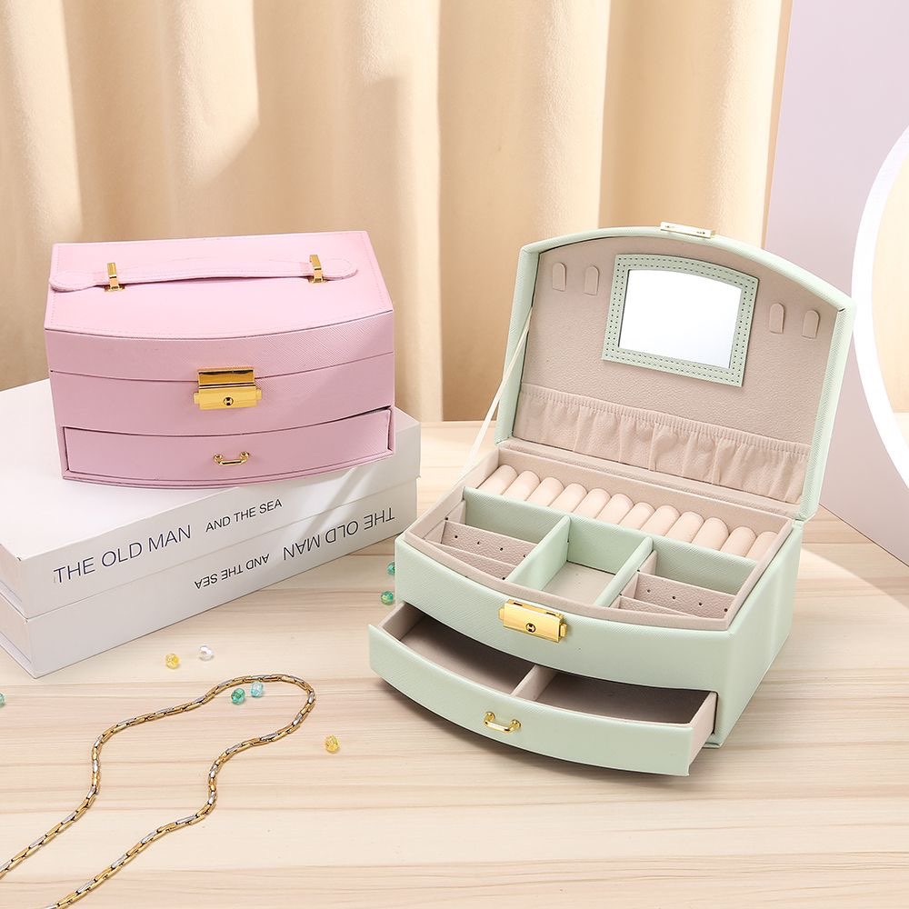 【送料無料】アクセサリーケース ジュエリーボックス 宝石箱 大容量 収納 贈り物 ミラー付き アクセサ..