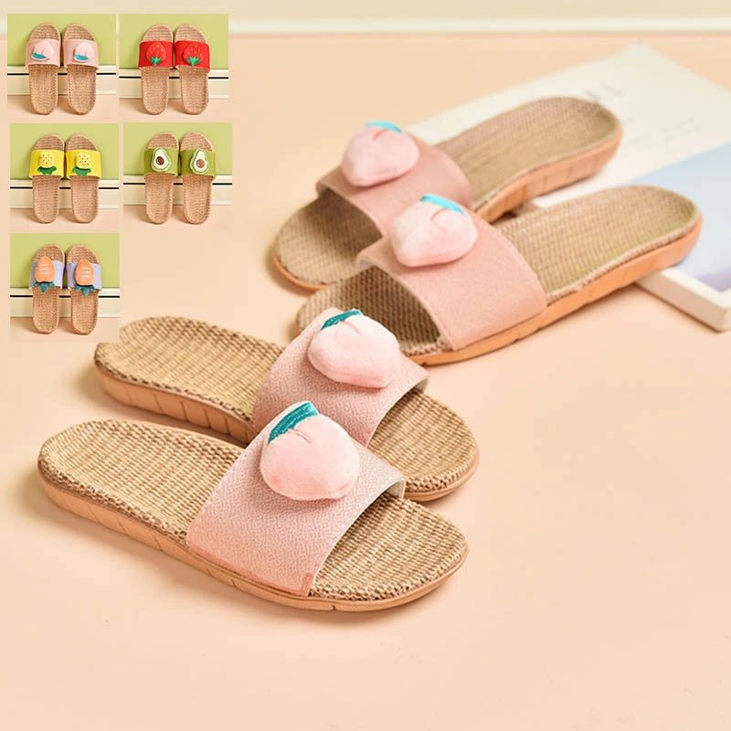 【送料無料】子供用 果物 シンプル なつ 夏 麻 軽い いちご 子供ファッション 履きやすい 軽量 消音 室内履き 未就学 小学生 プレゼント